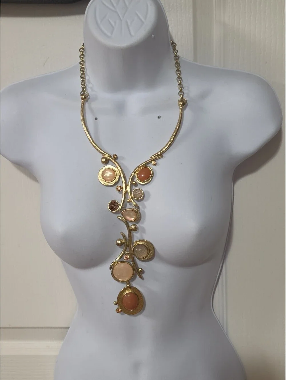 Rare Chico's Neutral Linear Swirl Necklace